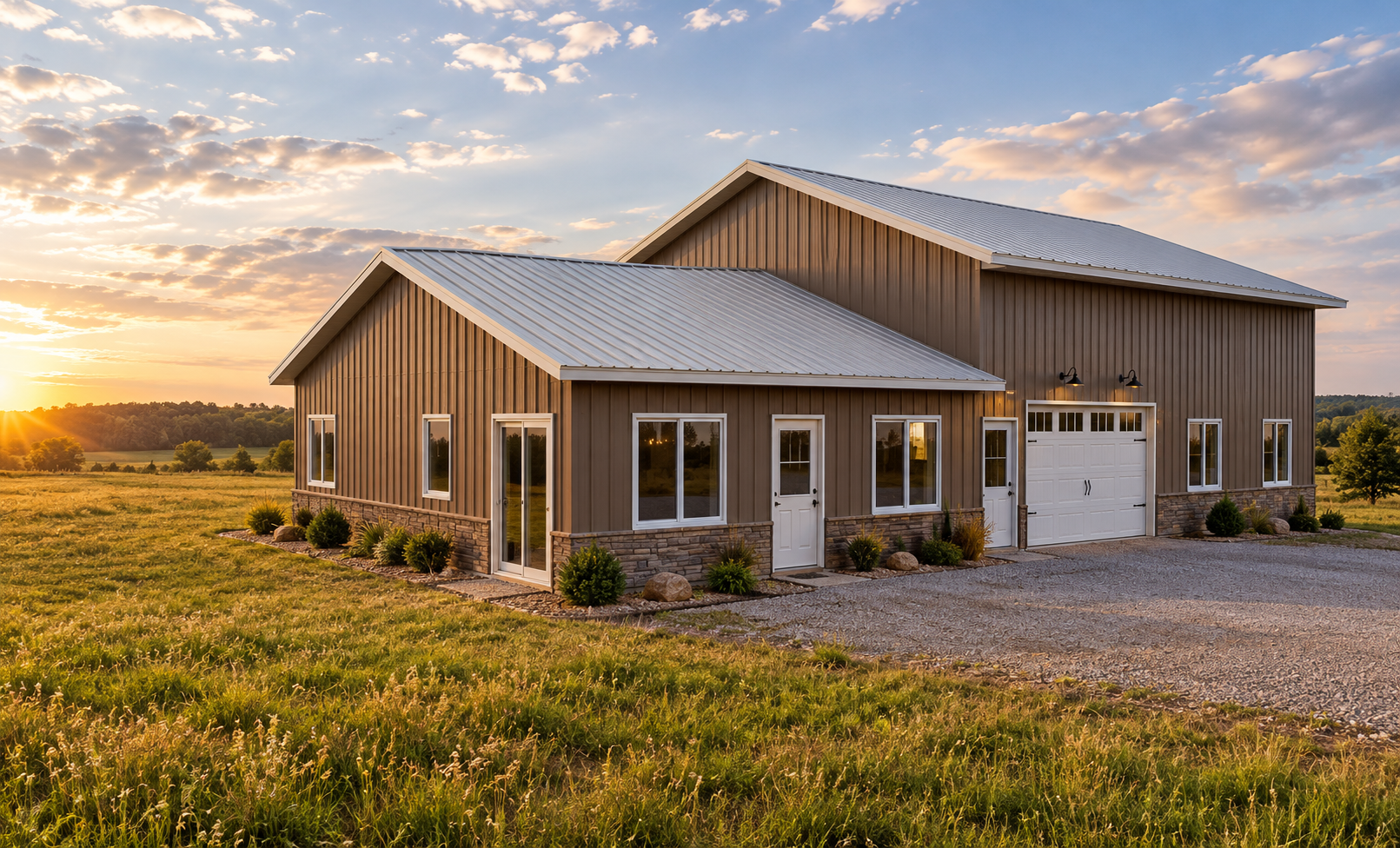 Ranch-Style barndominium exterior