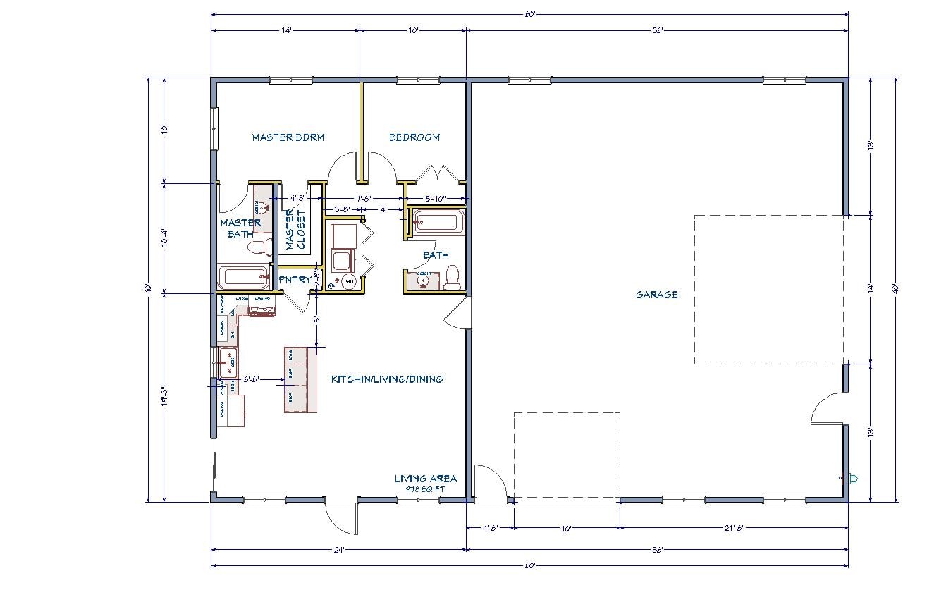 Ranch-Style barndominium floor plan